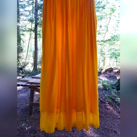 Summer Dress Yellow Maxi Medium Body Touch Brand Scoop Neck Shorr Sleeve Rayon - Picture 7 of 9